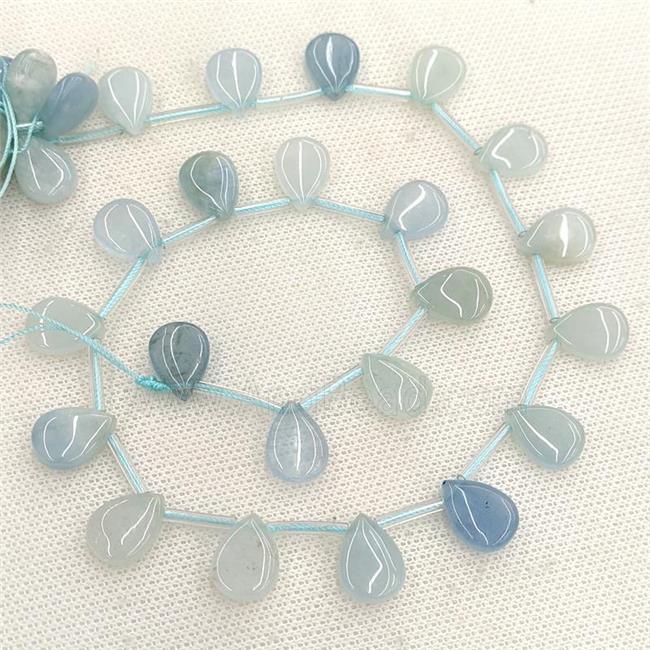 Natural Blue Aquamarine Beads Teardrop Topdrilled