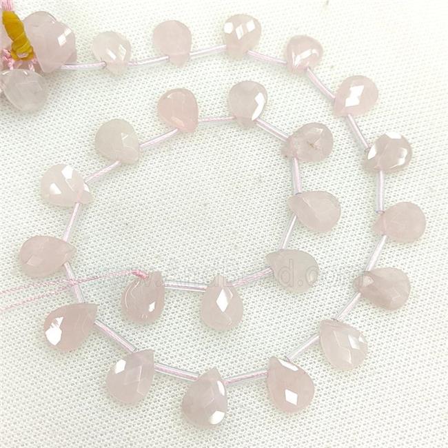 Natural Pink Rose Quartz Beads Faceted Teardrop Topdrilled