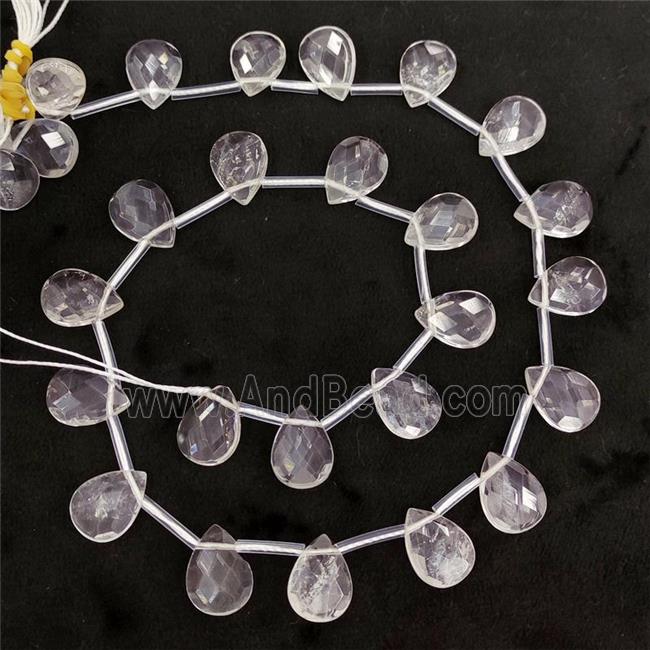 Natural Clear Quartz Beads Faceted Teardrop Topdrilled