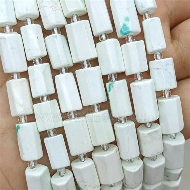White Howlite Turquoise Tube Beads