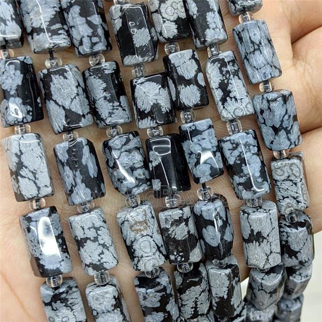 Natural Black Snowflake Tube Beads
