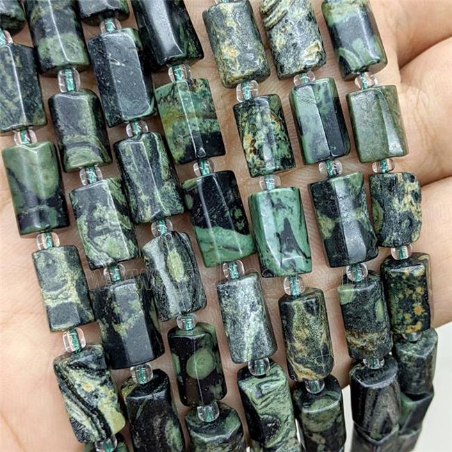 Natural Green Kambaba Jasper Tube Beads