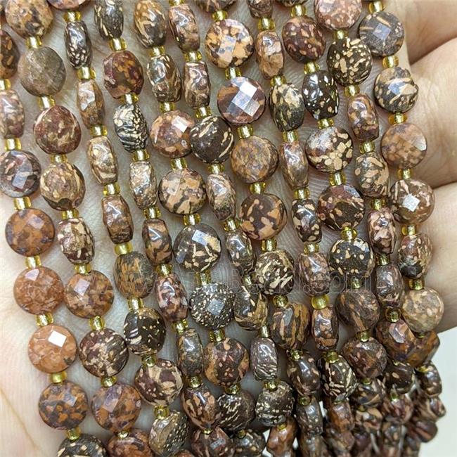 Firework Jasper Beads Faceted Coin
