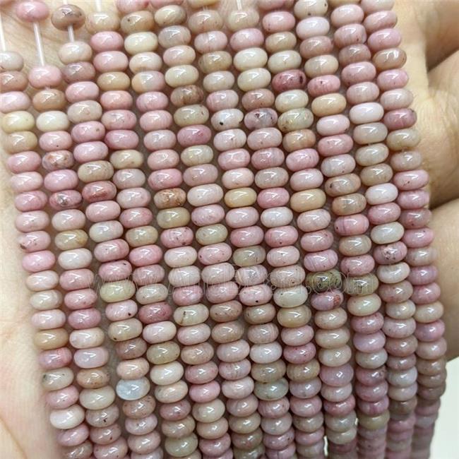 Natural Pink Wood Lace Jasper Beads Smooth Rondelle