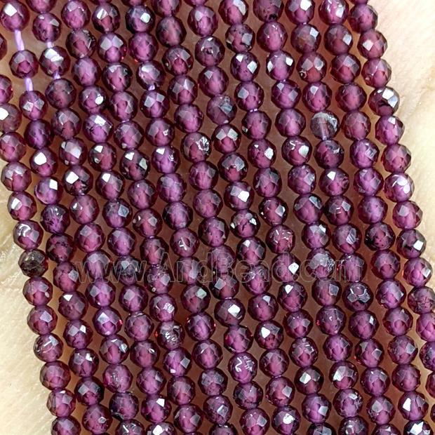 Natural Garnet Beads Purple Faceted Round Pony