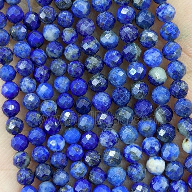 Natural Lapis Lazuli Beads Faceted Round Pony Blue