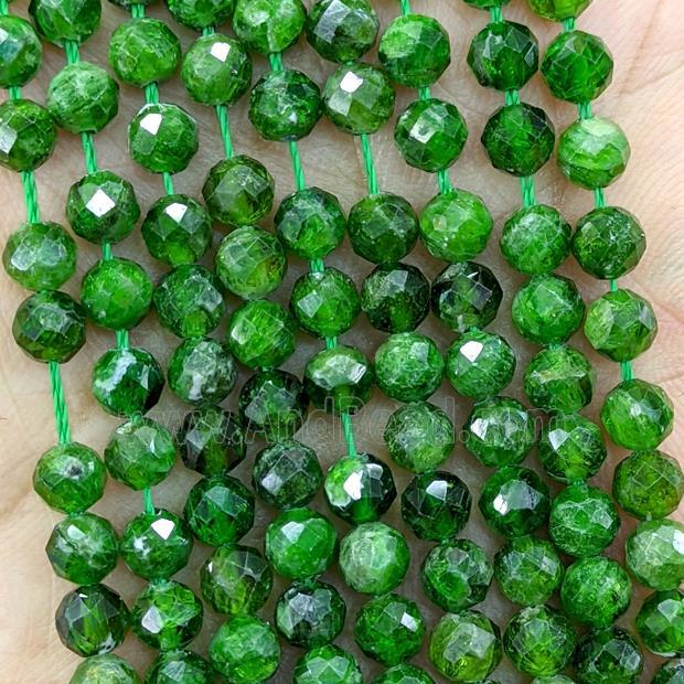 Natural Green Diopside Beads Faceted Round B-Grade