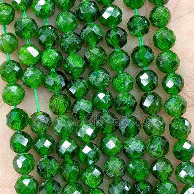 Natural Green Diopside Beads Faceted Round A-Grade