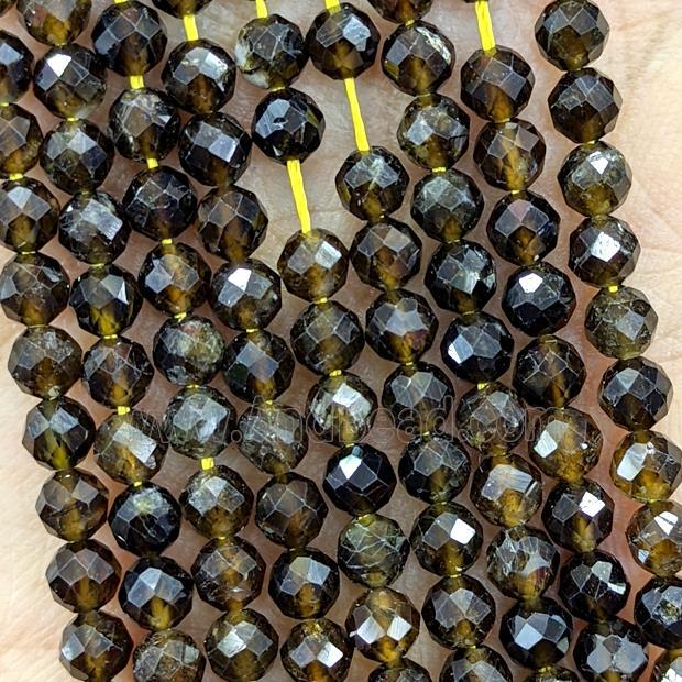 Natural Tourmaline Beads Yellowgray Faceted Round