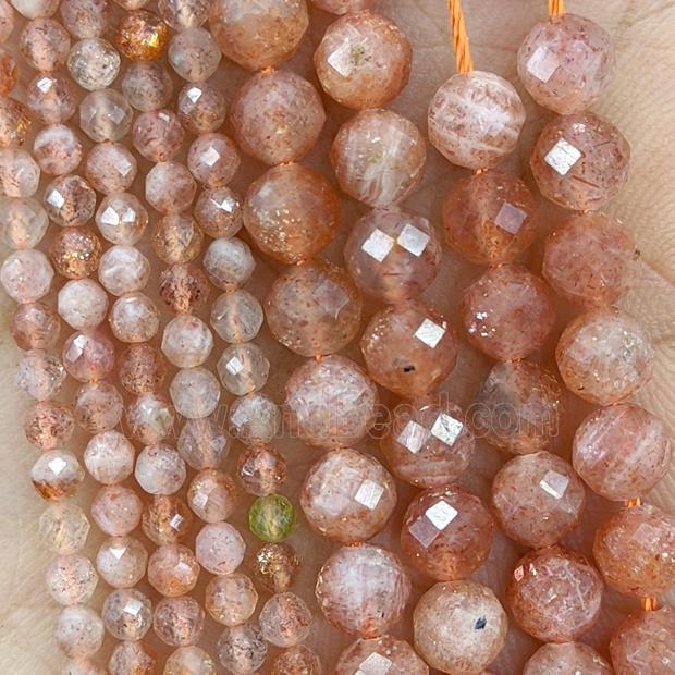 Natural Golden Spot Sunstone Beads Orange Faceted Round