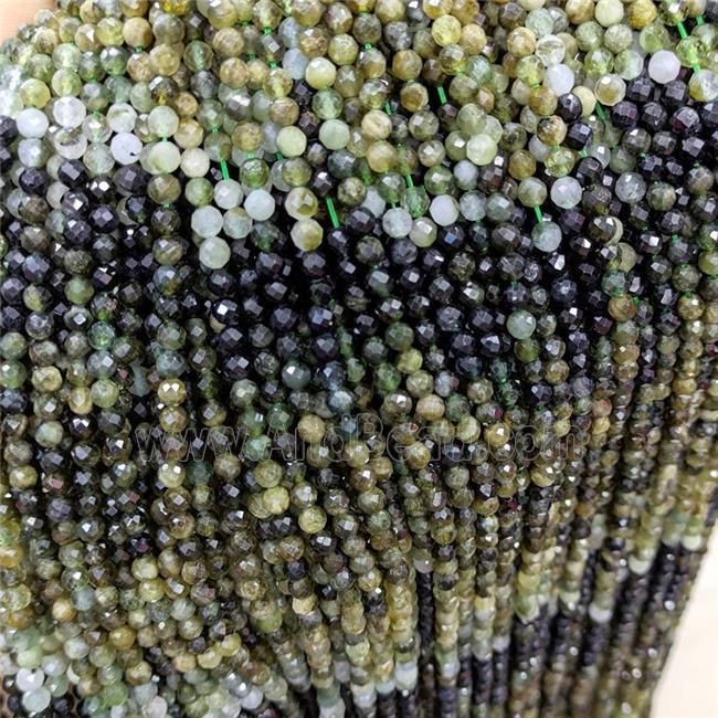 Natural Tourmaline Beads Green Faceted Round