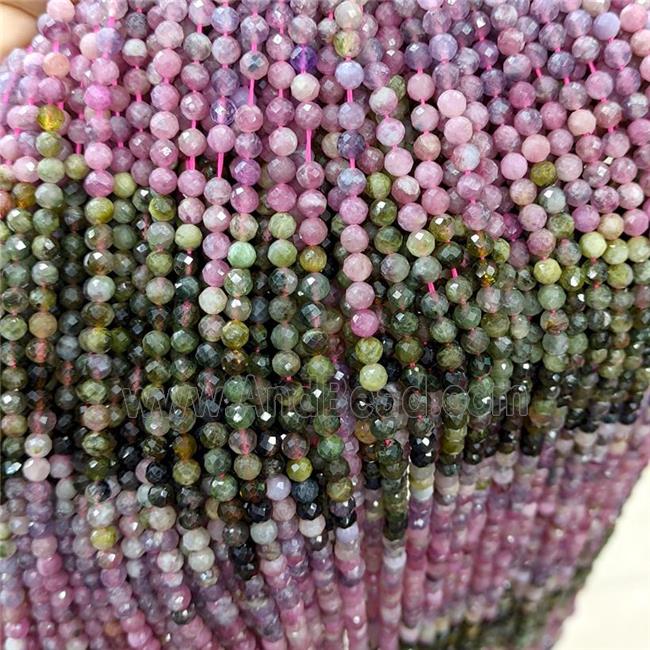 Natural Tourmaline Beads Pink Green Faceted Round