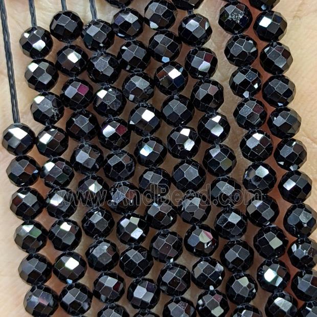 Natural Black Spinel Beads Faceted Round