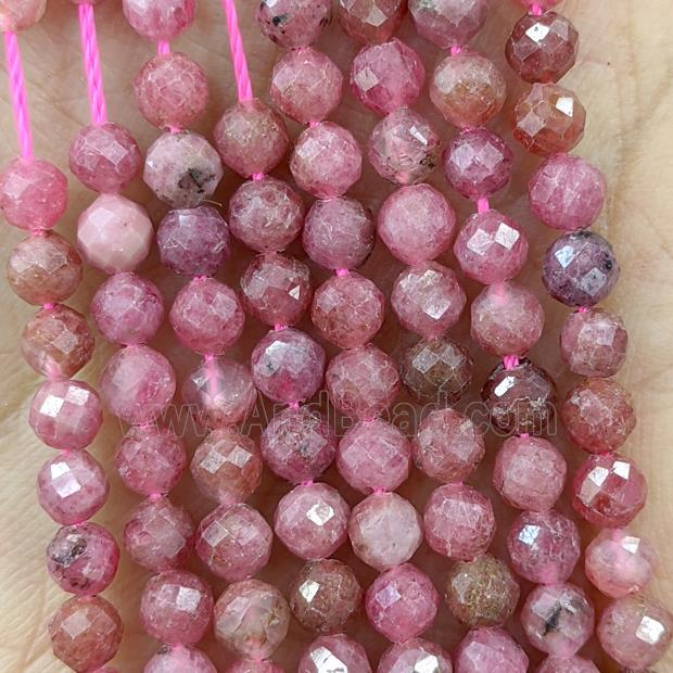 Natural Rhodonite Beads Red Faceted Round