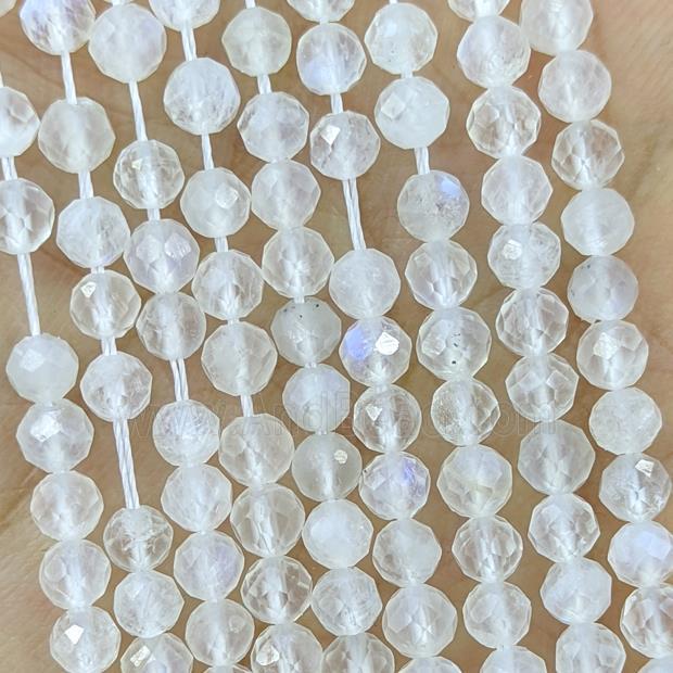 Natural White Moonstone Beads Pony Rainbow Faceted Round
