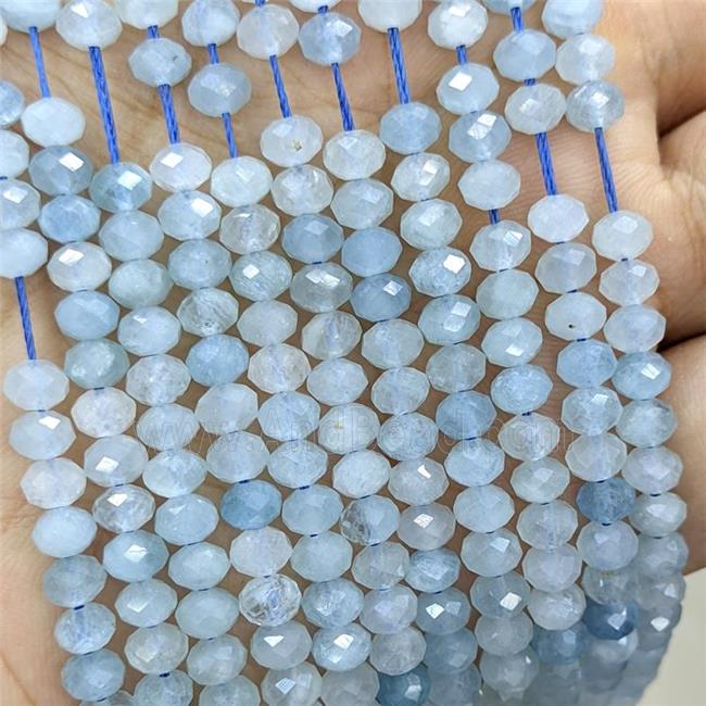 Natural Blue Aquamarine Beads Faceted Rondelle