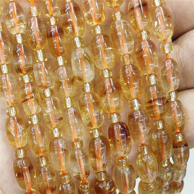Natural Citrine Barrel Beads Golden