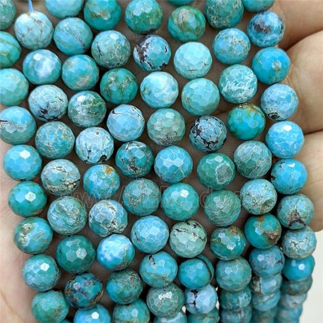 Natural Chinese Turquoise Beads Blue Faceted Round