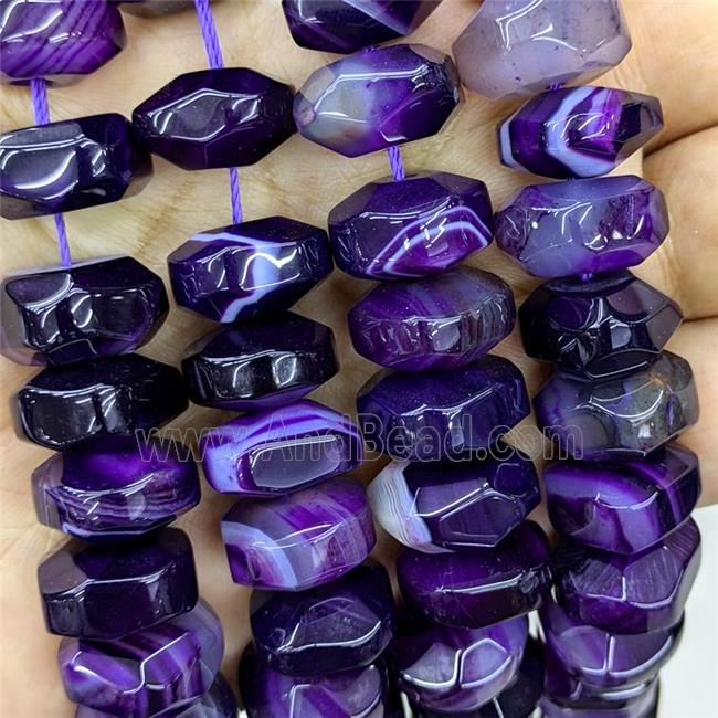 Natural Stripe Agate Beads Purple Dye Banded Faceted Rondelle