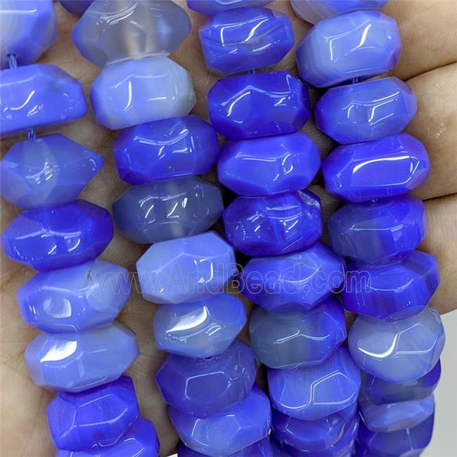 Natural Agate Beads Blue Dye Faceted Rondelle