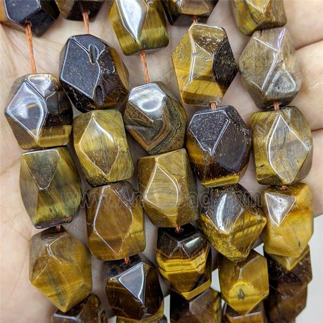 Natural Tiger Eye Stone Beads Faceted Freeform