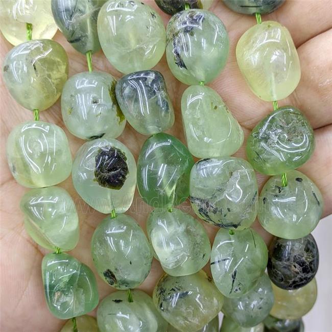 Natural Green Prehnite Beads Nugget Freeform