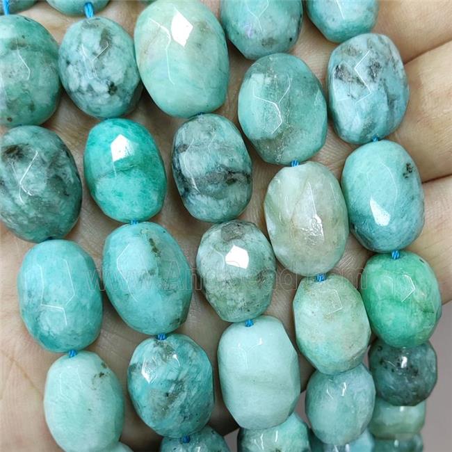 Natural Green Amazonite Nugget Beads Faceted Freeform