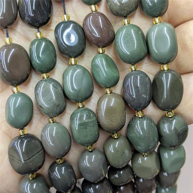 Natural Chinese Alashan Agate Beads Nugget Darkgreen Freeform