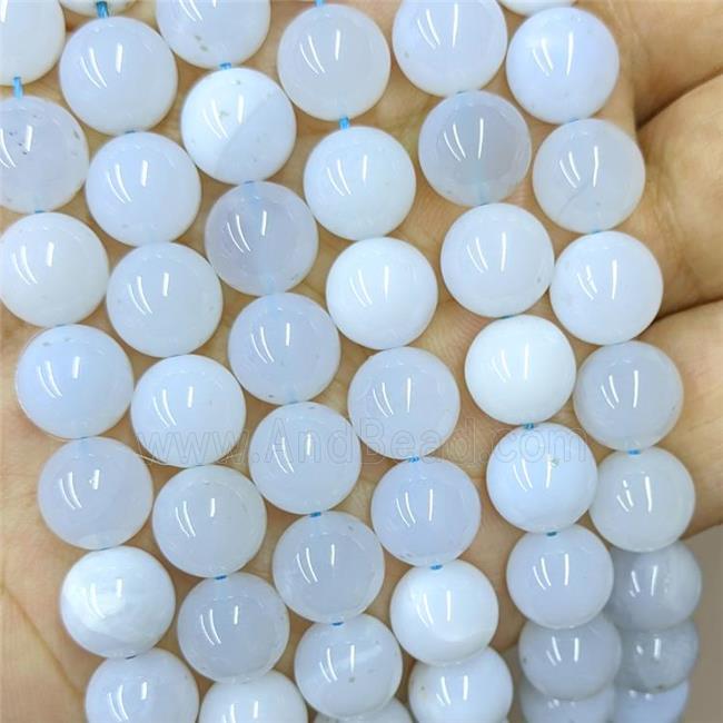 Natural Blue Chalcedony Beads Smooth Round