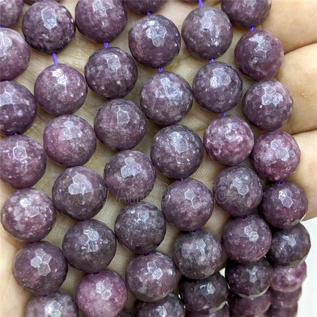 Natural Purple Chinese Lepidolite Beads Dye Faceted Round