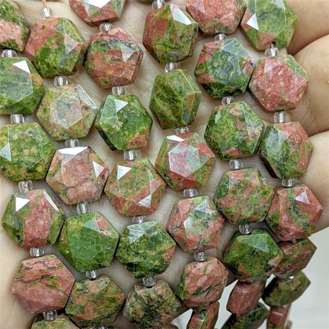 Natural Unakite Hexagon Beads