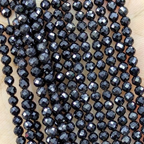 Natural Black Tourmaline Beads Faceted Round