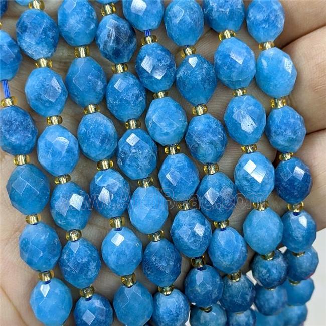 Natural Jade Beads Blue Dye Faceted Rice