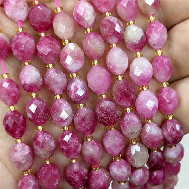 Natural Jade Beads Red Dye Faceted Rice