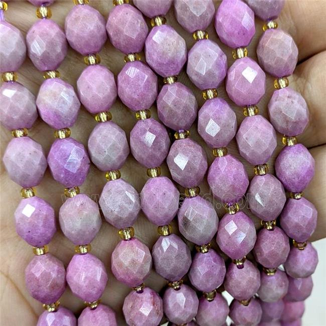 Natural Jade Beads Pink Dye Faceted Rice
