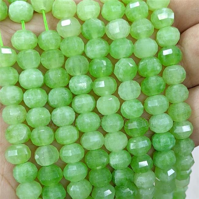 Natural Jade Beads Green Dye Faceted Pumpkin