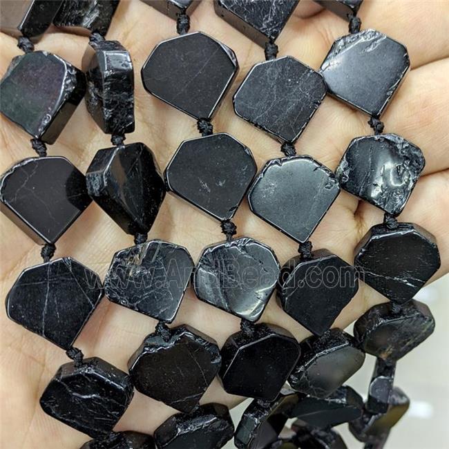 Natural Black Tourmaline Heart Beads