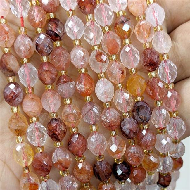 Natural Red Hematoid Quartz Beads Faceted Rice