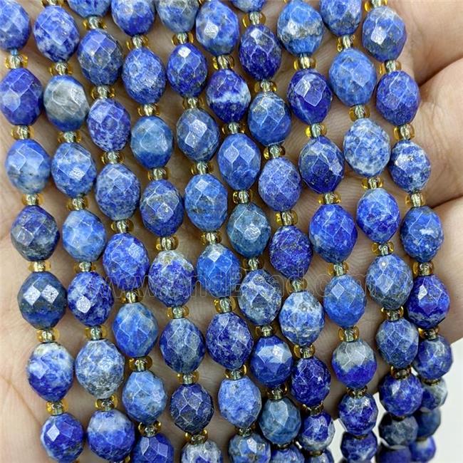 Natural Blue Lapis Lazuli Beads Faceted Rice