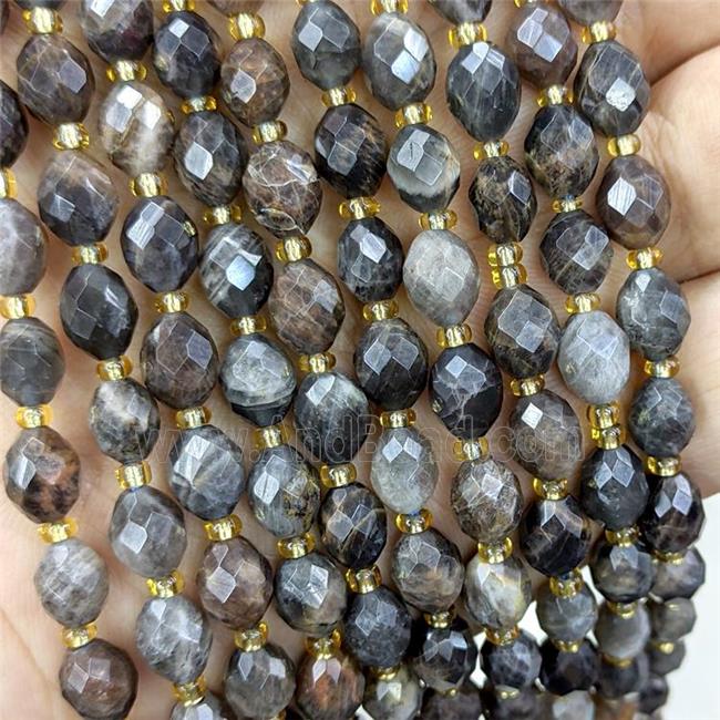 Natural Black Sunstone Beads Faceted Rice