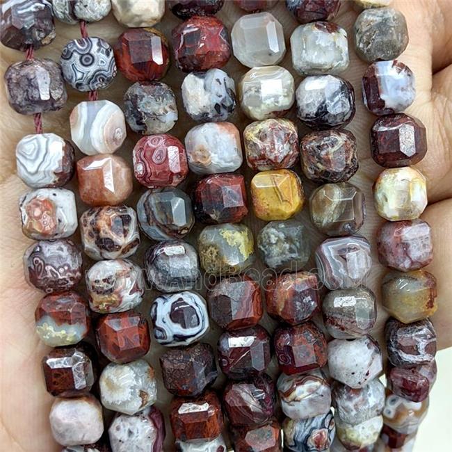 Natural Mexico Crazy Lace Agate Beads Faceted Cube
