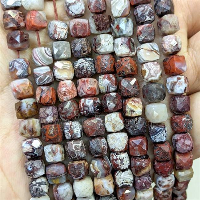 Natural Mexico Crazy Lace Agate Beads Faceted Cube