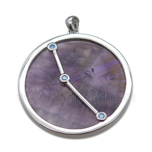 purple Amethyst Aries pendant, circle