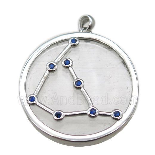 Clear Quartz Capricorn pendant, circle