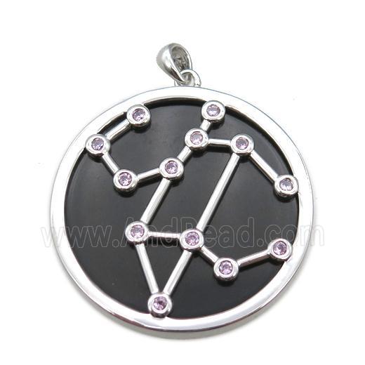 black Obsidian Leo pendant, circle