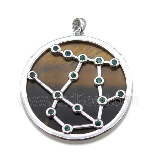 Tiger eye stone Gemini pendant, circle
