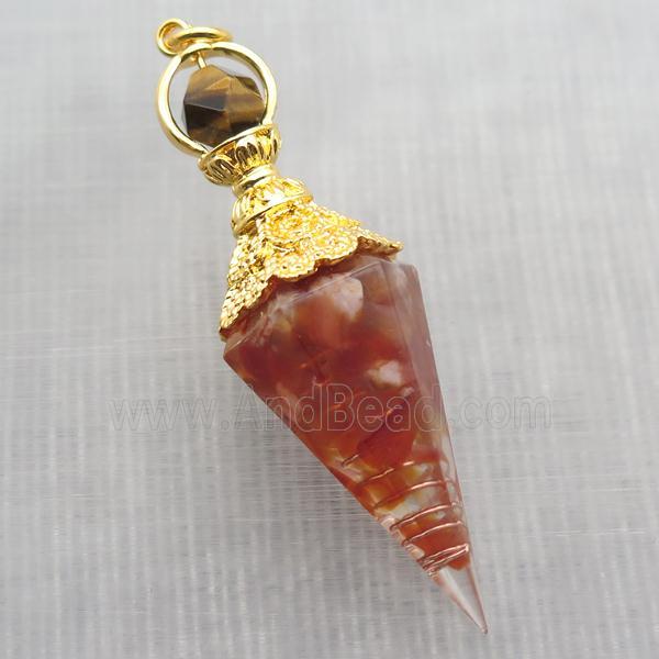 red carnelian agate chips pendulum pendant