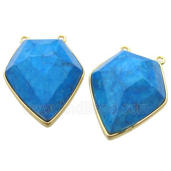 blue turquoise arrowhead pendant with 2loops