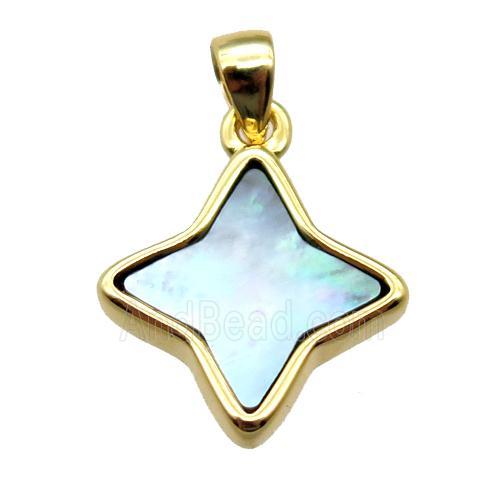 gray Abalone Shell star pendant, gold plated