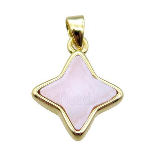pink Queen Shell star pendant, gold plated